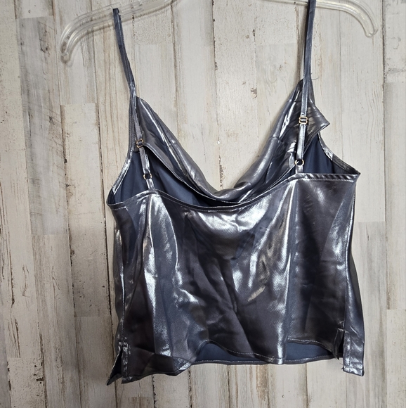Free People Intimately XS Blue Grey Metallic Shimmer Cami Rave Fairy Whimsygoth - Picture 4 of 5